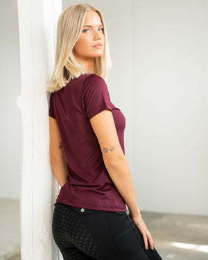 Fager Fia Short Sleeve T-shirt Burgundy - Horse Bit Emporium