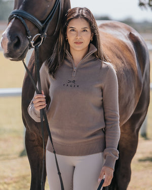 Fager Kim Half Zip Sweater Beige - Horse Bit Emporium