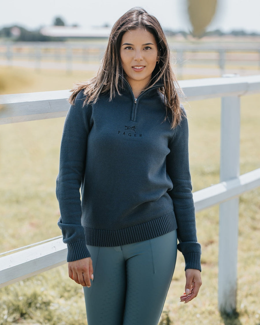 Fager Kim Half Zip Sweater Navy - Horse Bit Emporium