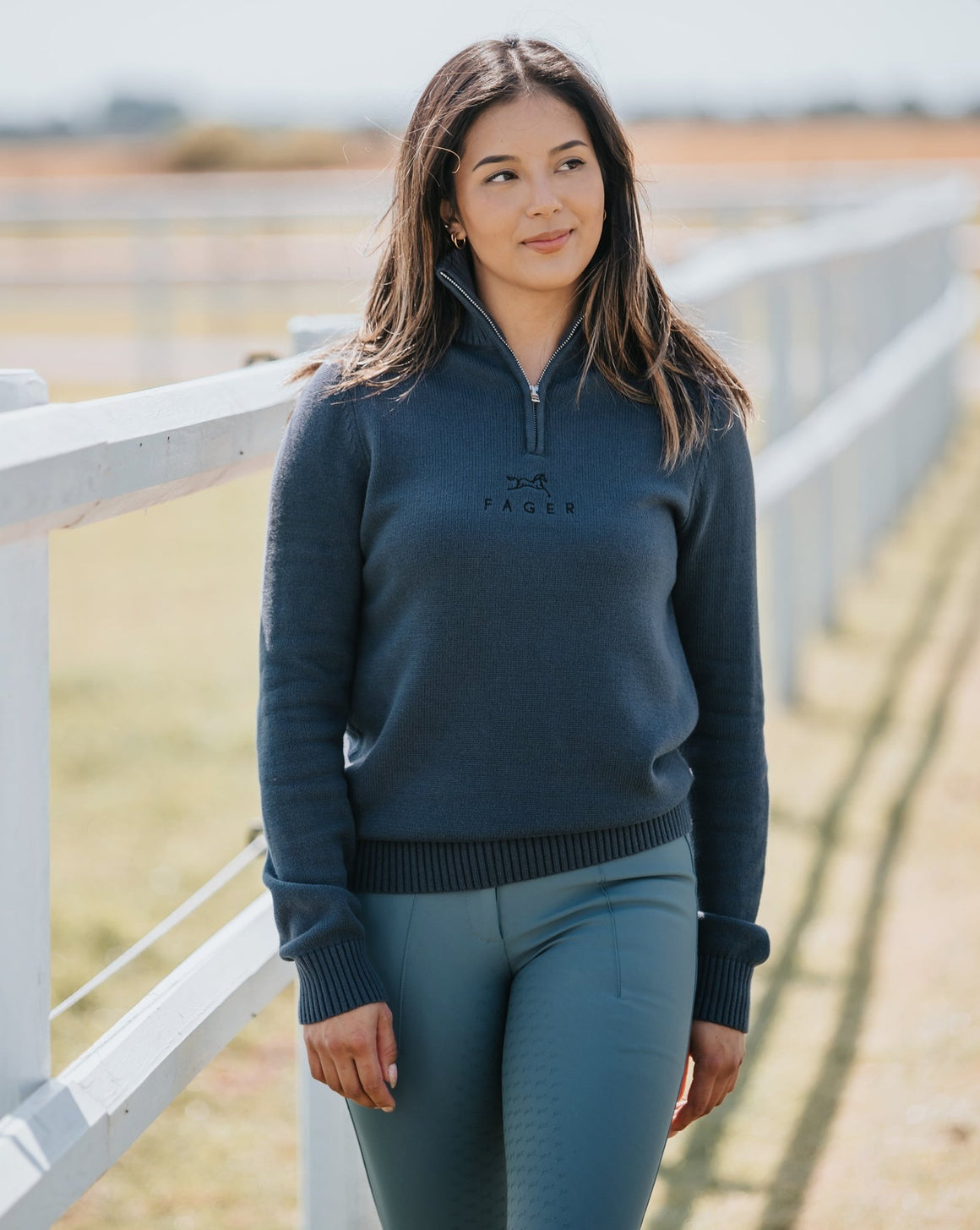 Fager Kim Half Zip Sweater Navy - Horse Bit Emporium