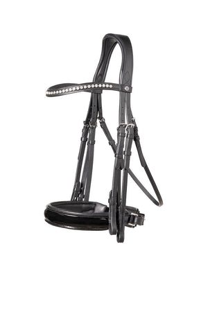 Trust Aachen Double Bridle Patent Black on Black - Horse Bit Emporium