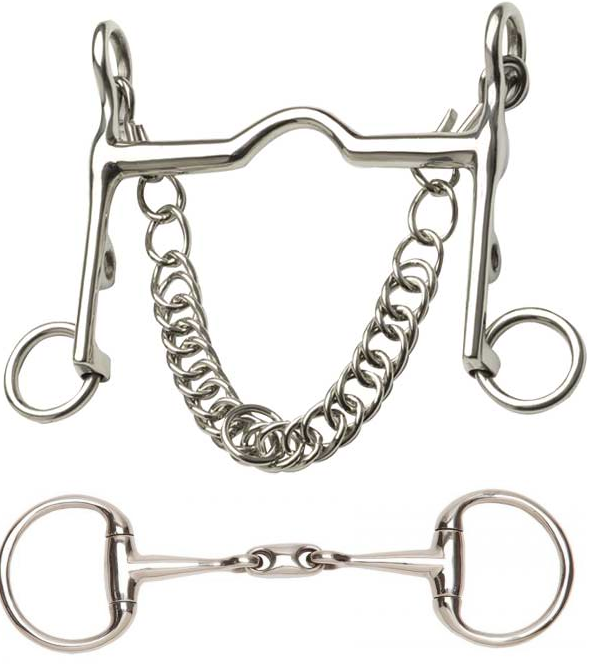 d ring snaffle bit with curb chain